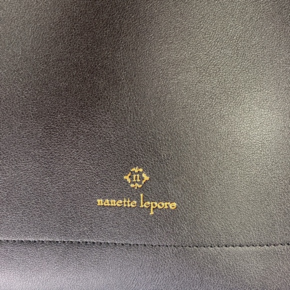 Nanette Lepore Black Shoulder Hobo Bag with Gold Tone Turnlock EUC - Picture 3 of 12